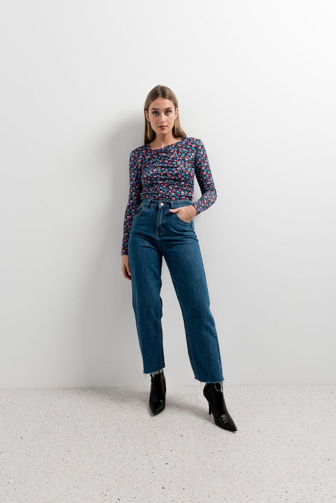 CAMISETA ASIMETRICA FLORES